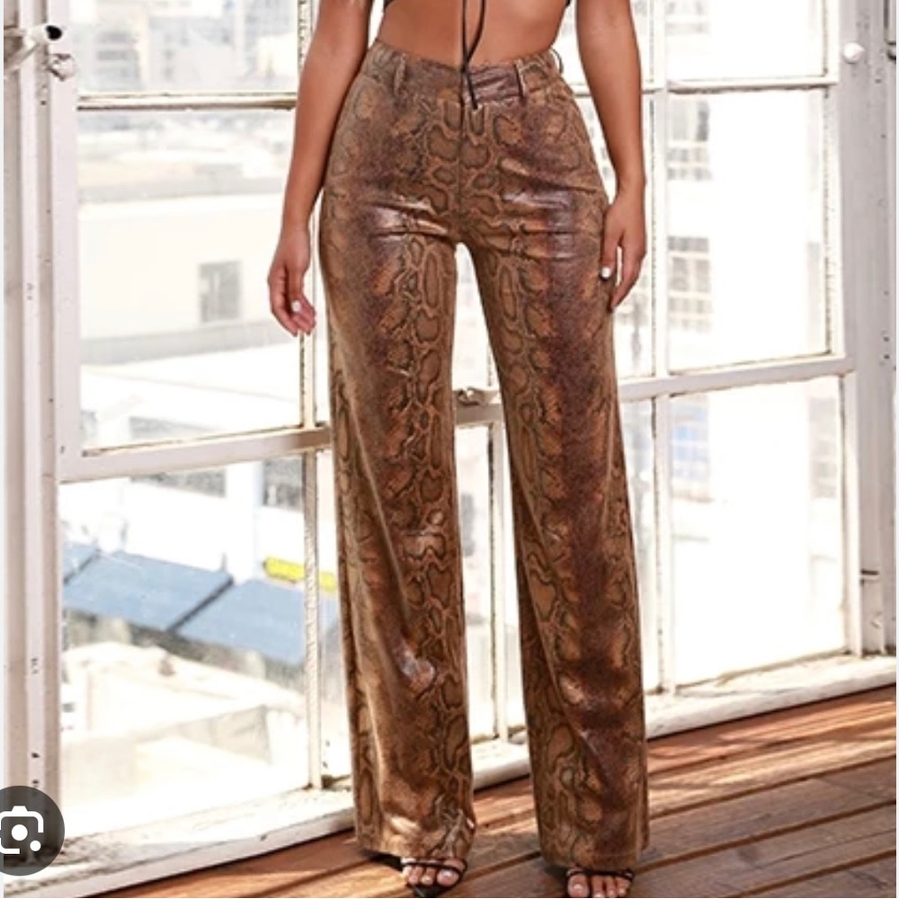 🪹 Vegan Snake Print Leather Trousers 🪹